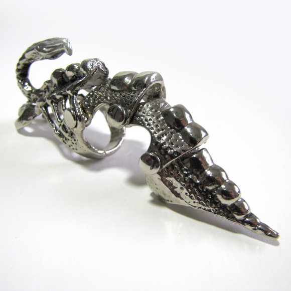 9 Silver Scorpion Snake Armor Ring - Picture 2 of 7